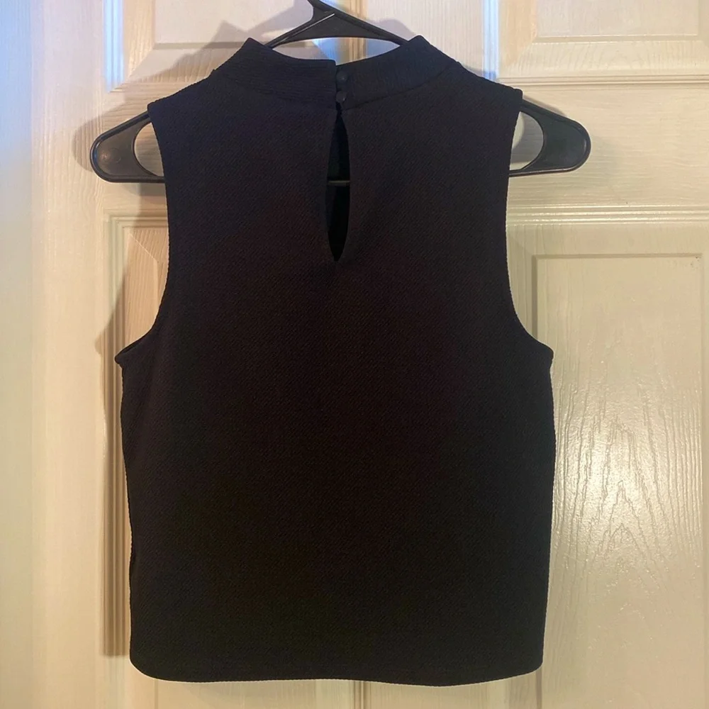 Express Black Crop Tank Top with Mandarin Collar